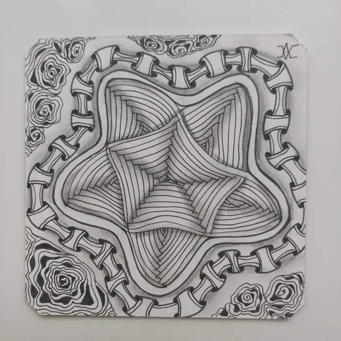 Classic Black & White Zentangle artwork by Rashim Bhargava CZT