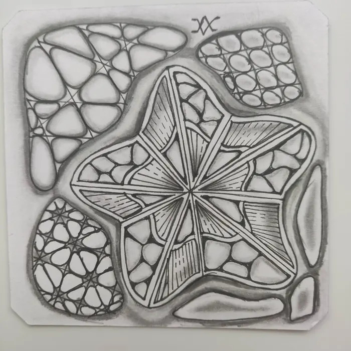 Classic Black & White Zentangle artwork by Rashim Bhargava CZT