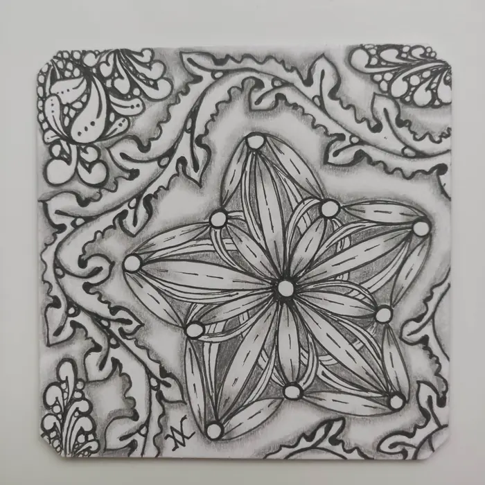 Classic Black & White Zentangle artwork by Rashim Bhargava CZT