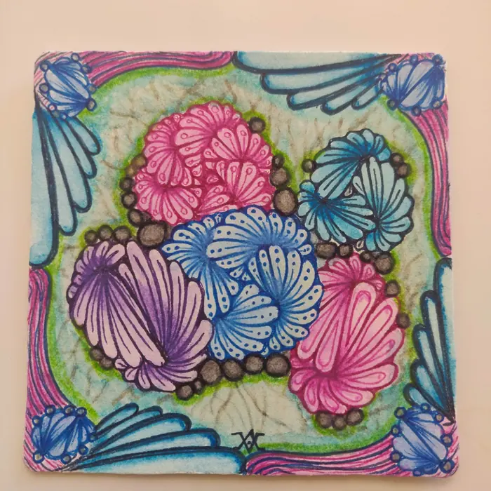 Colour Coordinated Zentangle artwork by Rashim Bhargava CZT