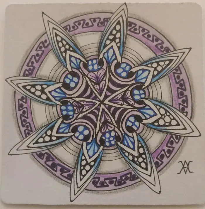 Colour Coordinated Zentangle artwork by Rashim Bhargava CZT