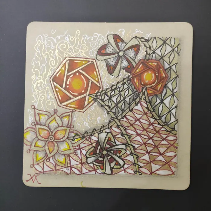Colour Coordinated Zentangle artwork by Rashim Bhargava CZT